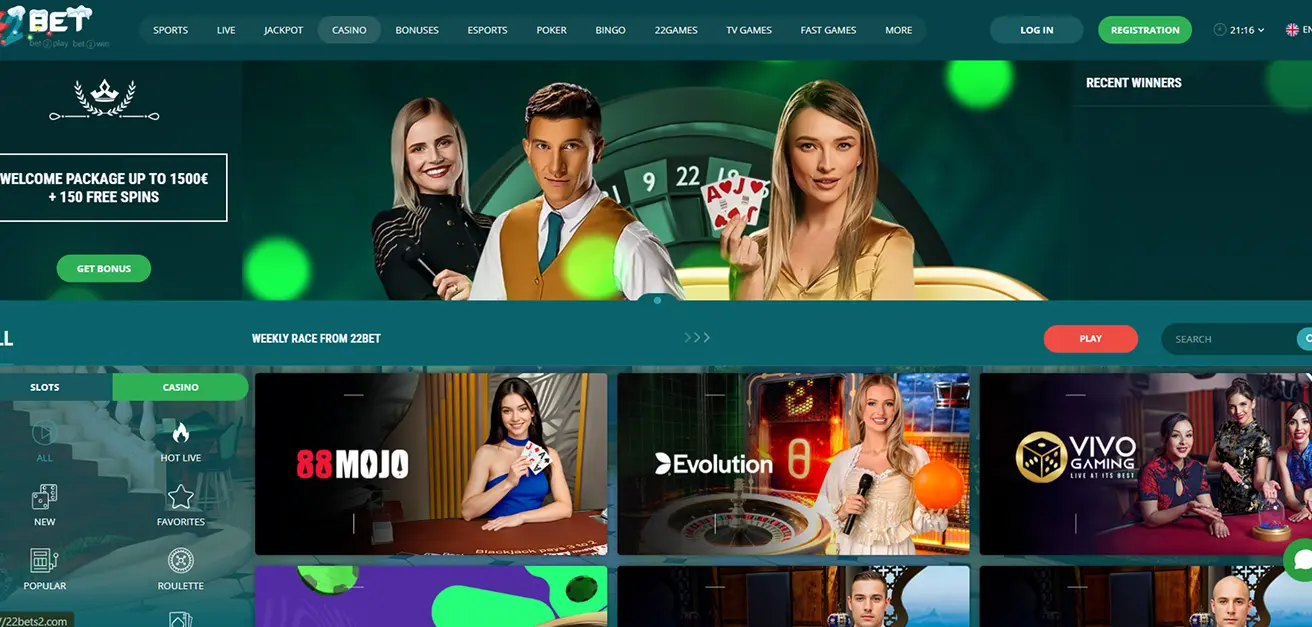 22Bet Live-dealers Online